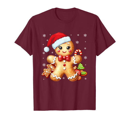 Cute Gingerbread Christmas Snow Xmas Gifts for Women Kids T-Shirt