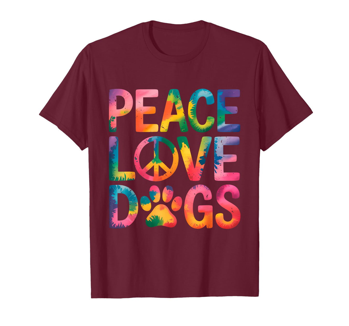 Peace Love Dogs Retro Hippie Dog Lover T-Shirt for Men Women Kids
