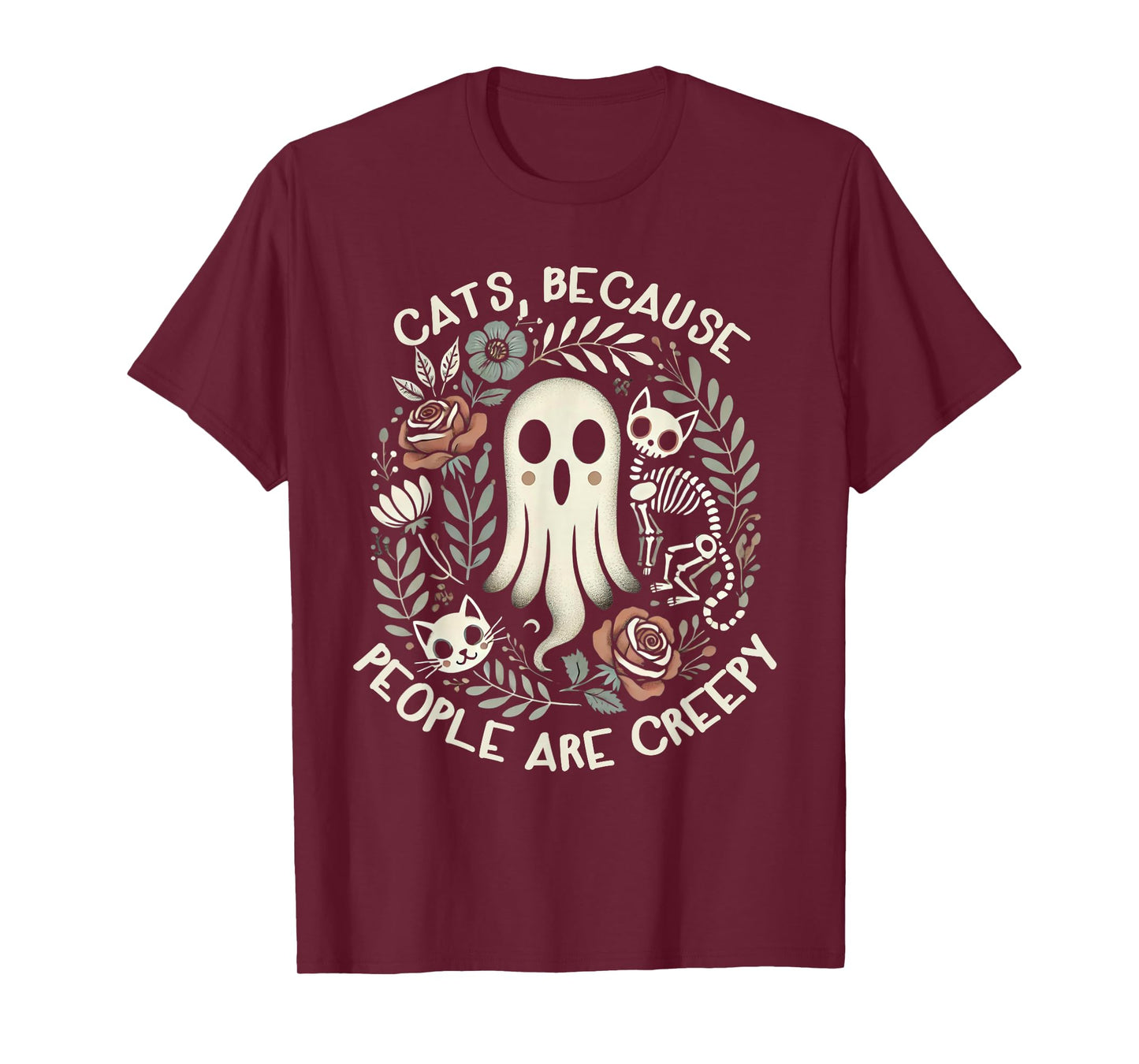 Retro Cats Because People Are Creepy Shirt Halloween T-Shirt
