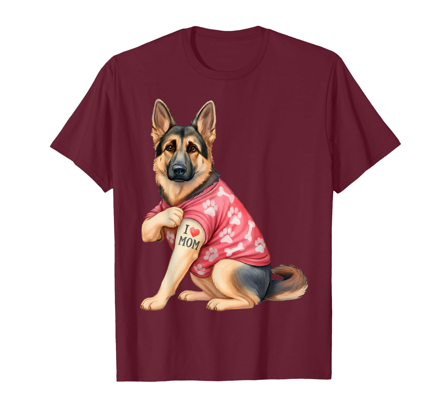 I Love Mom Tattoo Funny German Shepherd Dog Lover Gifts T-Shirt