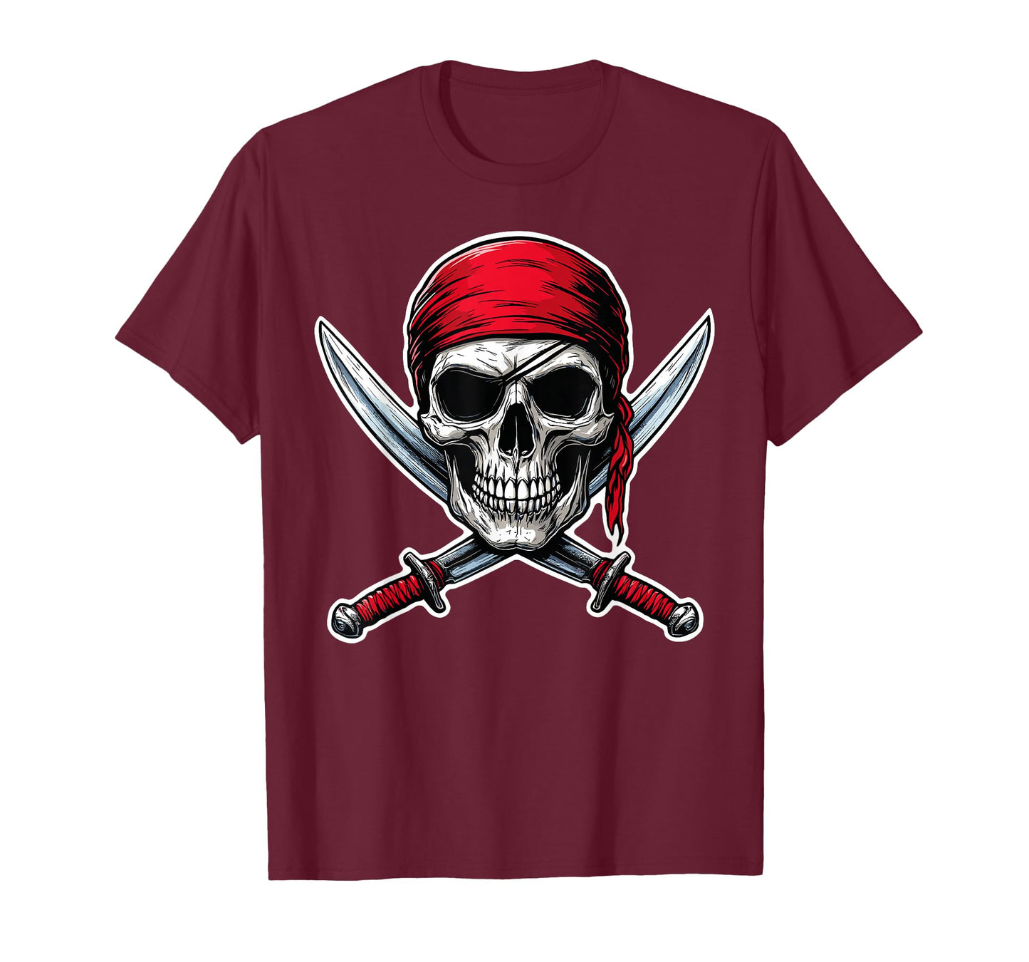 Pirate Flag Skull and Crossbones Skeleton Costume Halloween T-Shirt