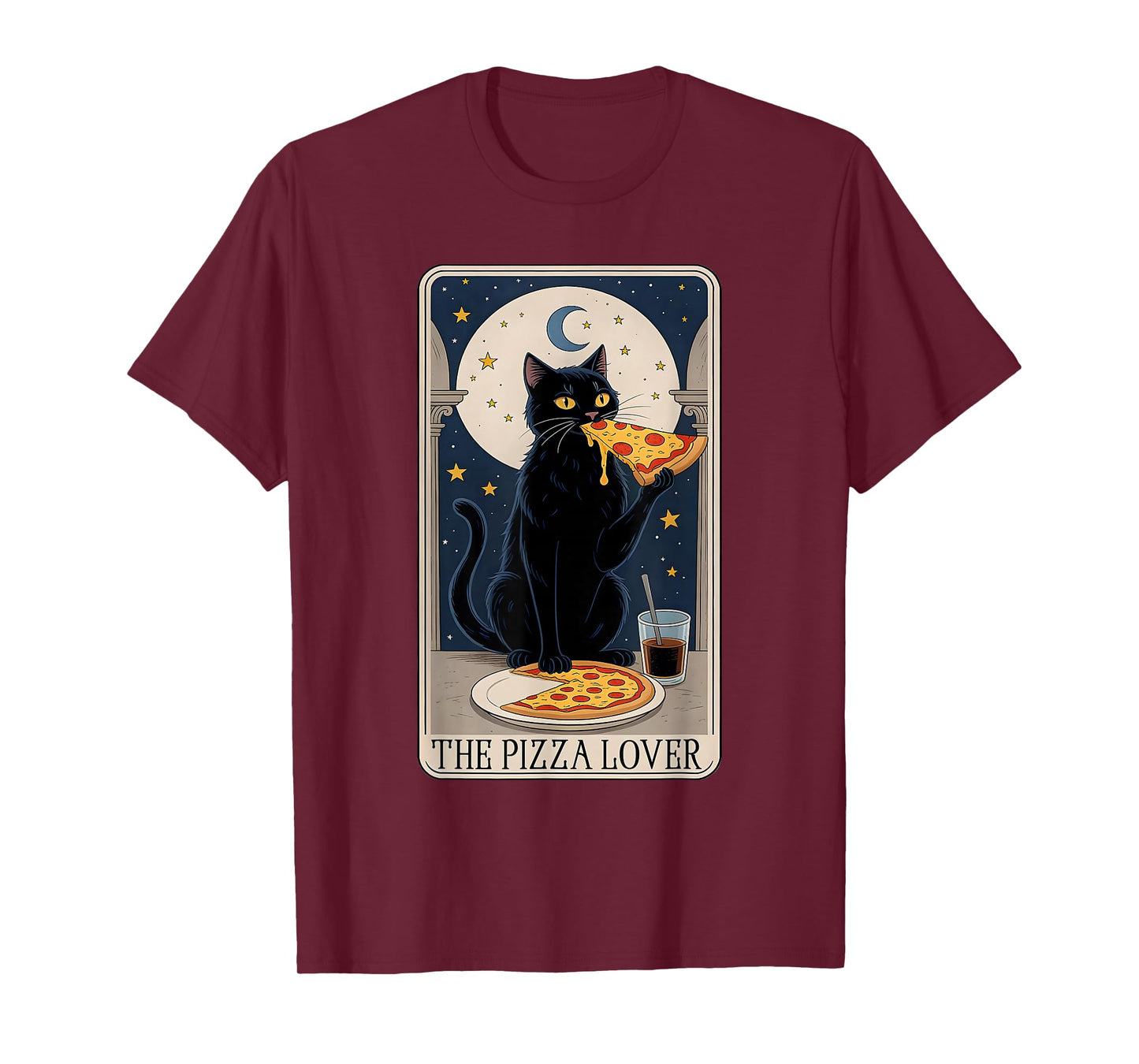 Pizza Lover Cat Tarot Card Funny cat Eating Pizza Art T-Shirt