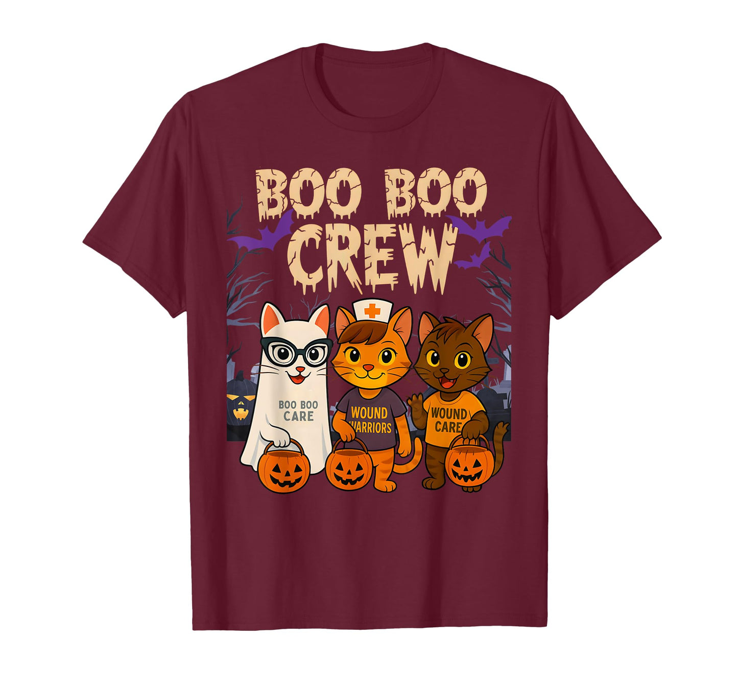 Boo Crew Halloween Cats Funny Wound Care Nurse Costume T-Shirt