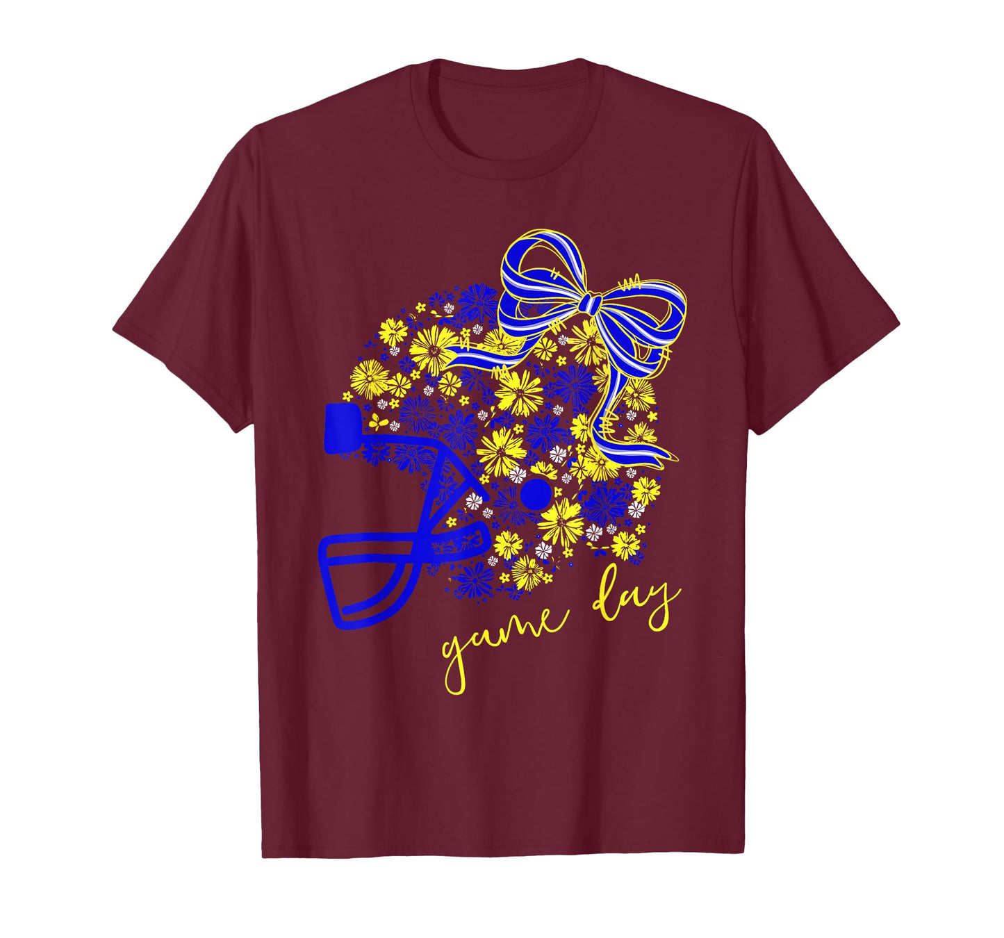 Game Day Football Season Football Mama Girl Blue Gold Vibes T-Shirt