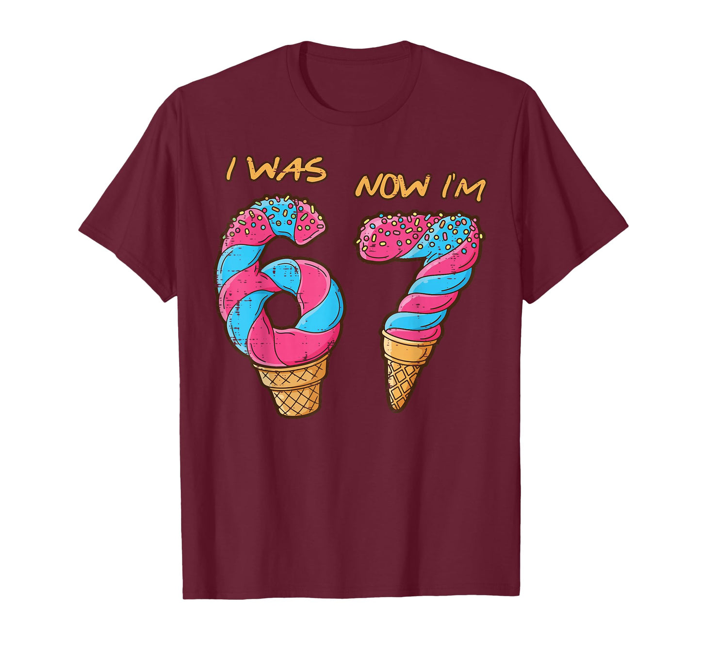 7th Birthday 6 7 Ice Cream Drip Bday Meme Youth Boys Kids T-Shirt
