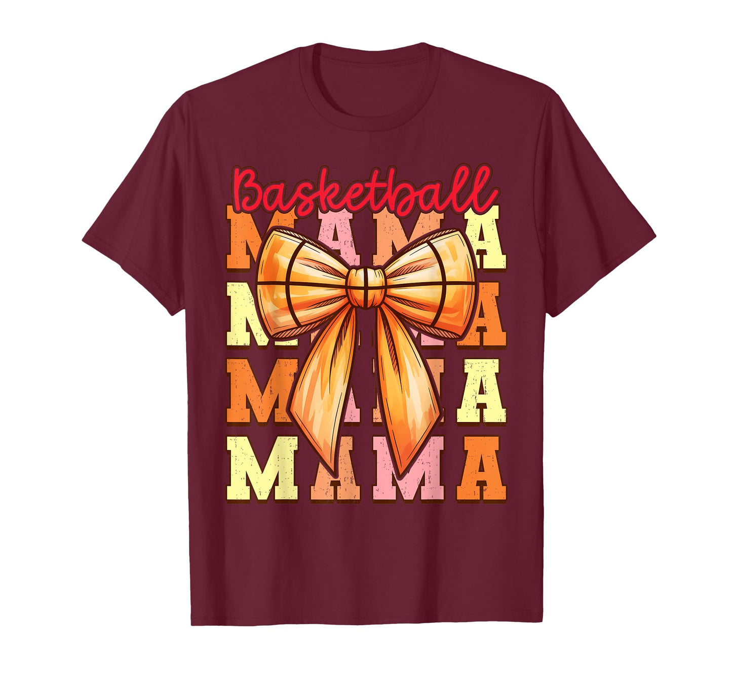 Cute Coquette Bow Game Day Basketball Mama for Mom Girls T-Shirt