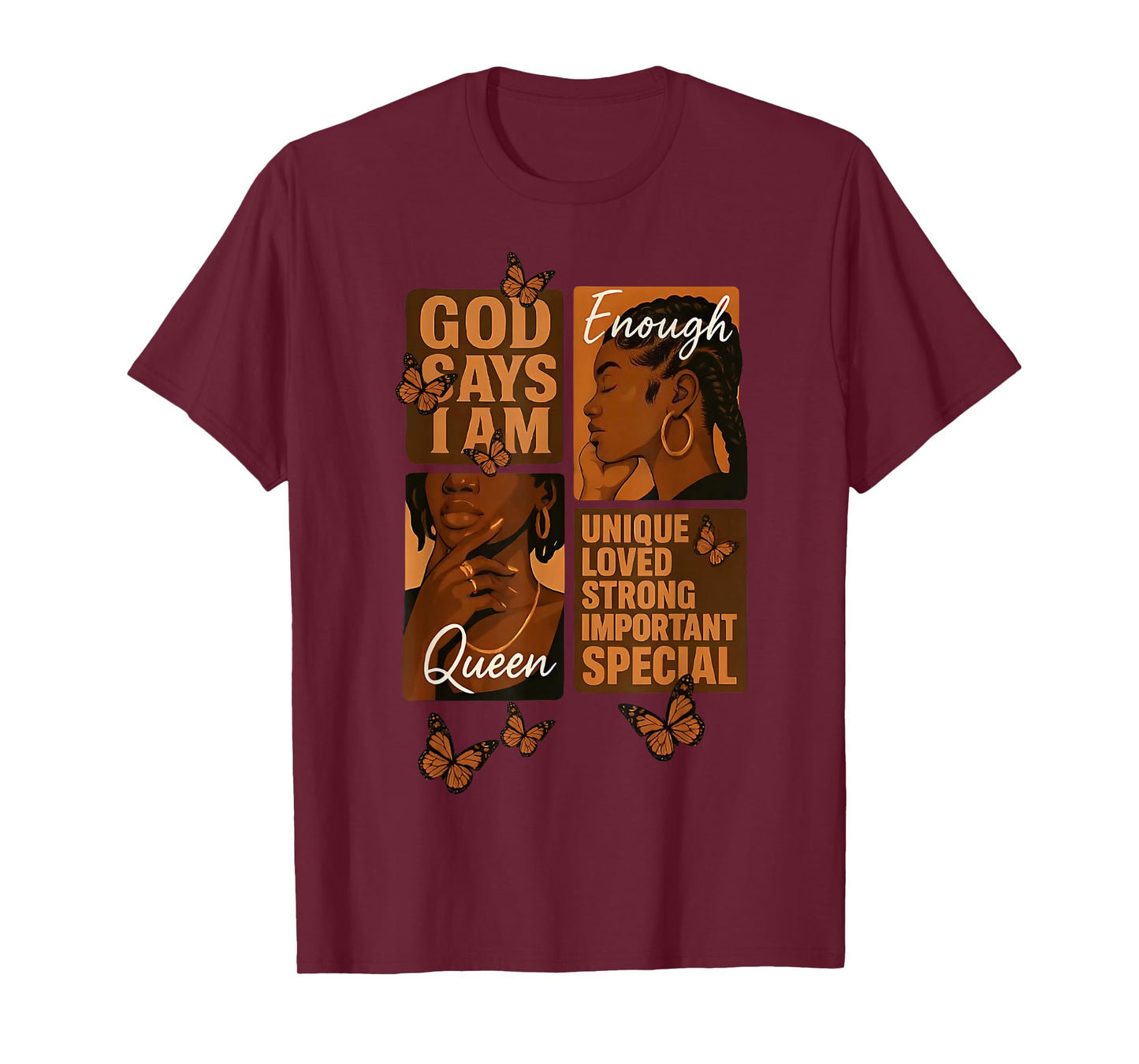 Womens Black Girl Queen God Says I Am Melanin History Month T-Shirt