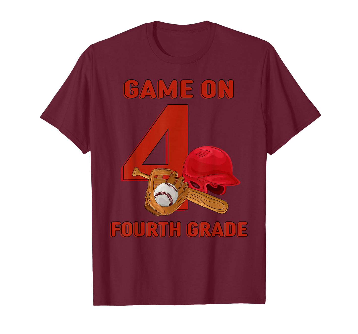 Game On 4th Grade Baseball Kids Boys Back To School Baseball T-Shirt