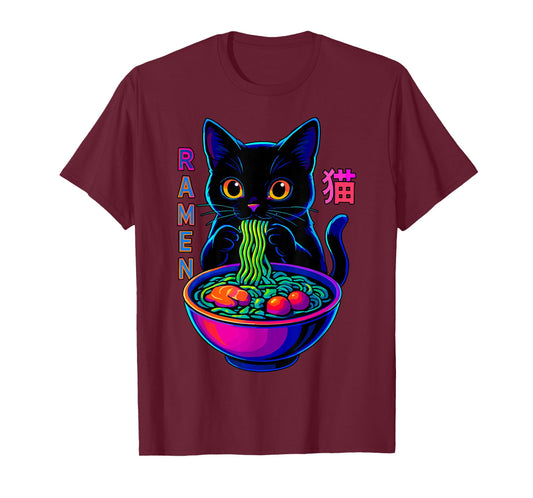 Black Cat with Ramen T-Shirt