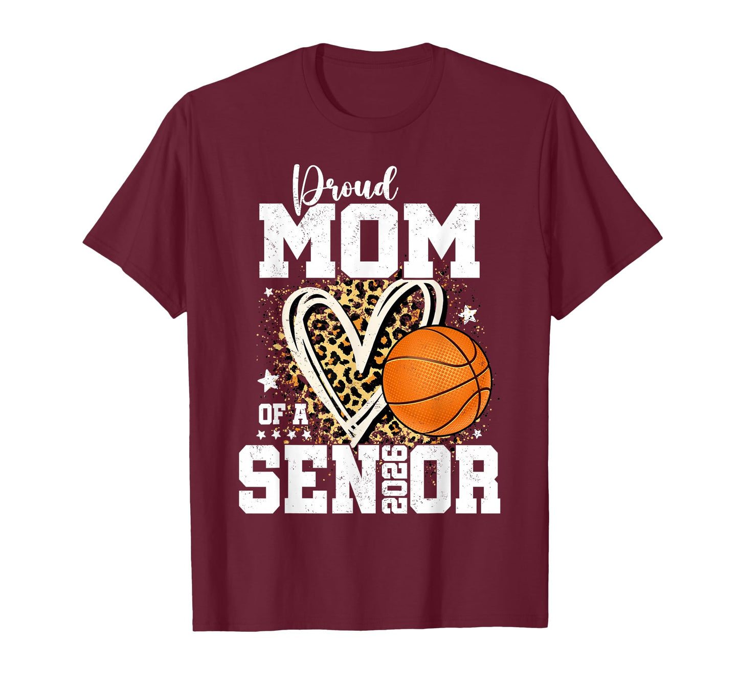 Proud Mom of A 2026 Senior Basketball Graduation Leopard T-Shirt