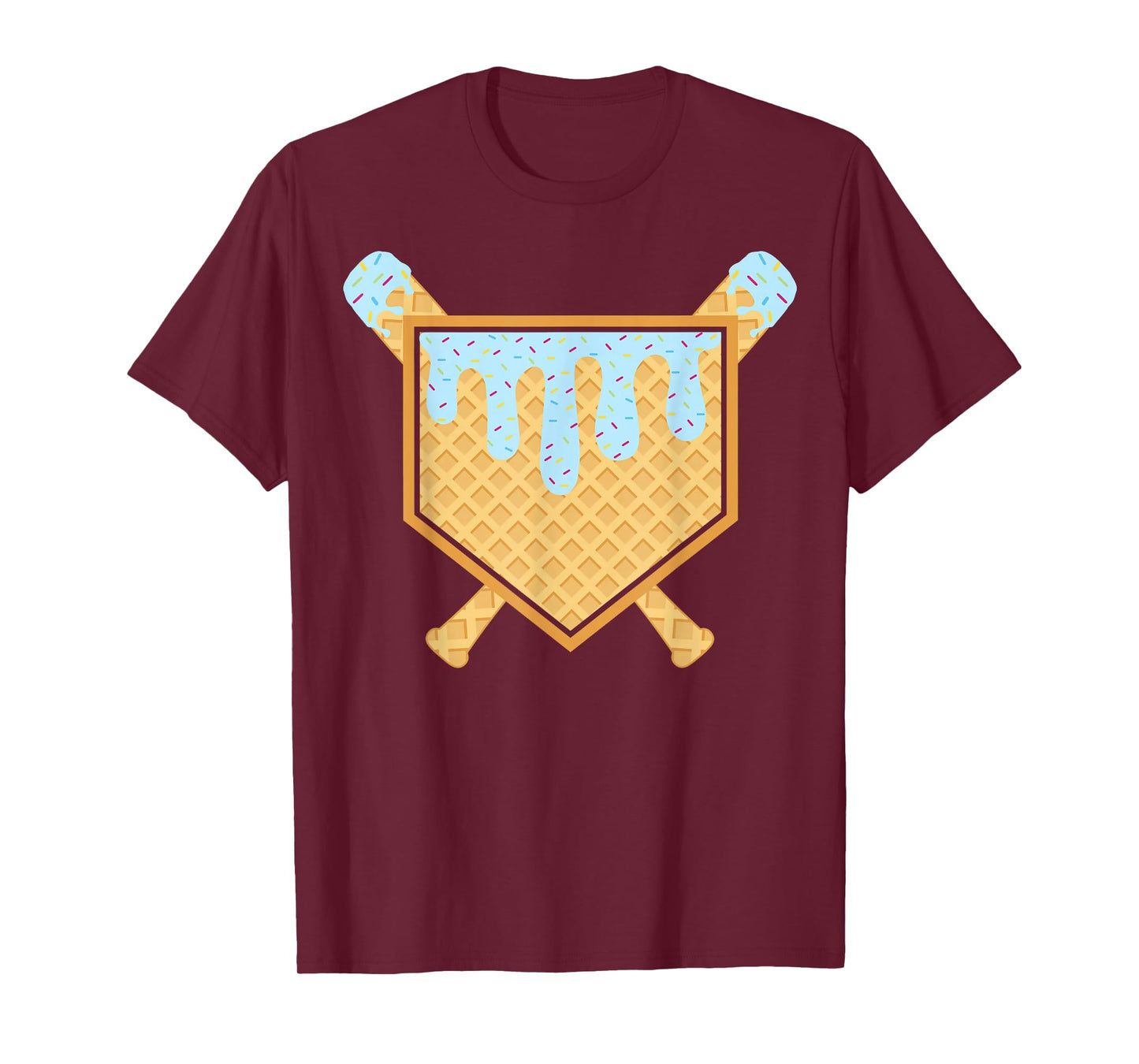 Baseball Drip Boys Ice Cream Waffle Cone Baseball Bat Sports T-Shirt