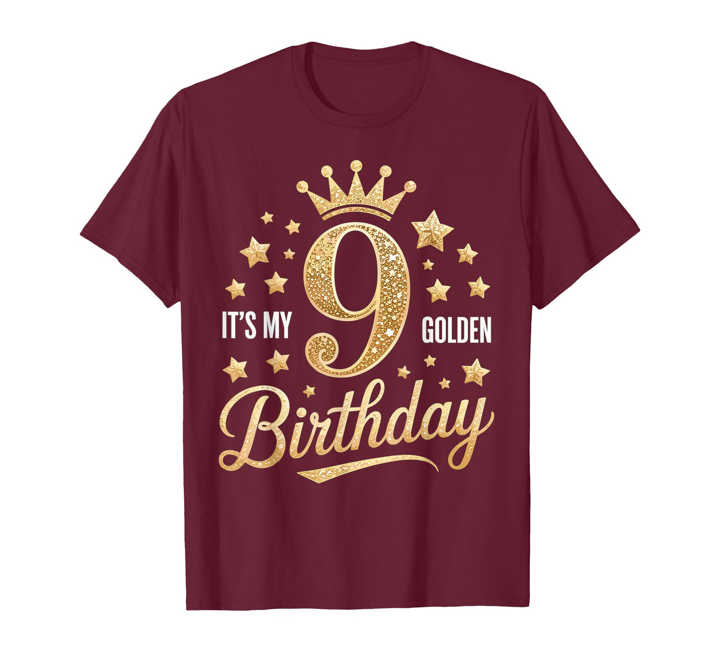 It's My 9th Golden Birthday 9 Year Old Bday Kids Groovy T-Shirt