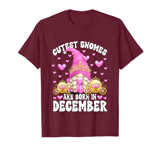 Kids Cute Gnome for Kids Girls Born in December Birthday Princess T-Shirt