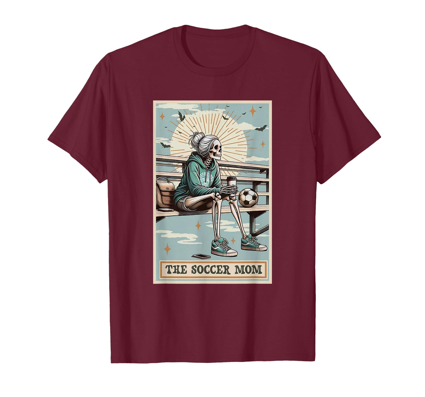 Soccer Mom Skeleton Tarot Card Vintage Halloween T-Shirt