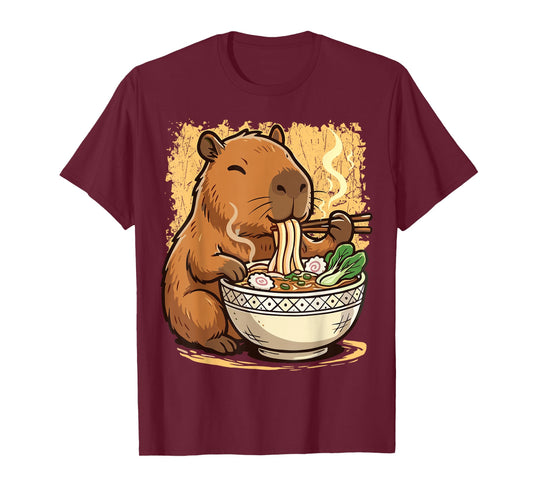 Capybara Eating Ramen Noodles T-Shirt