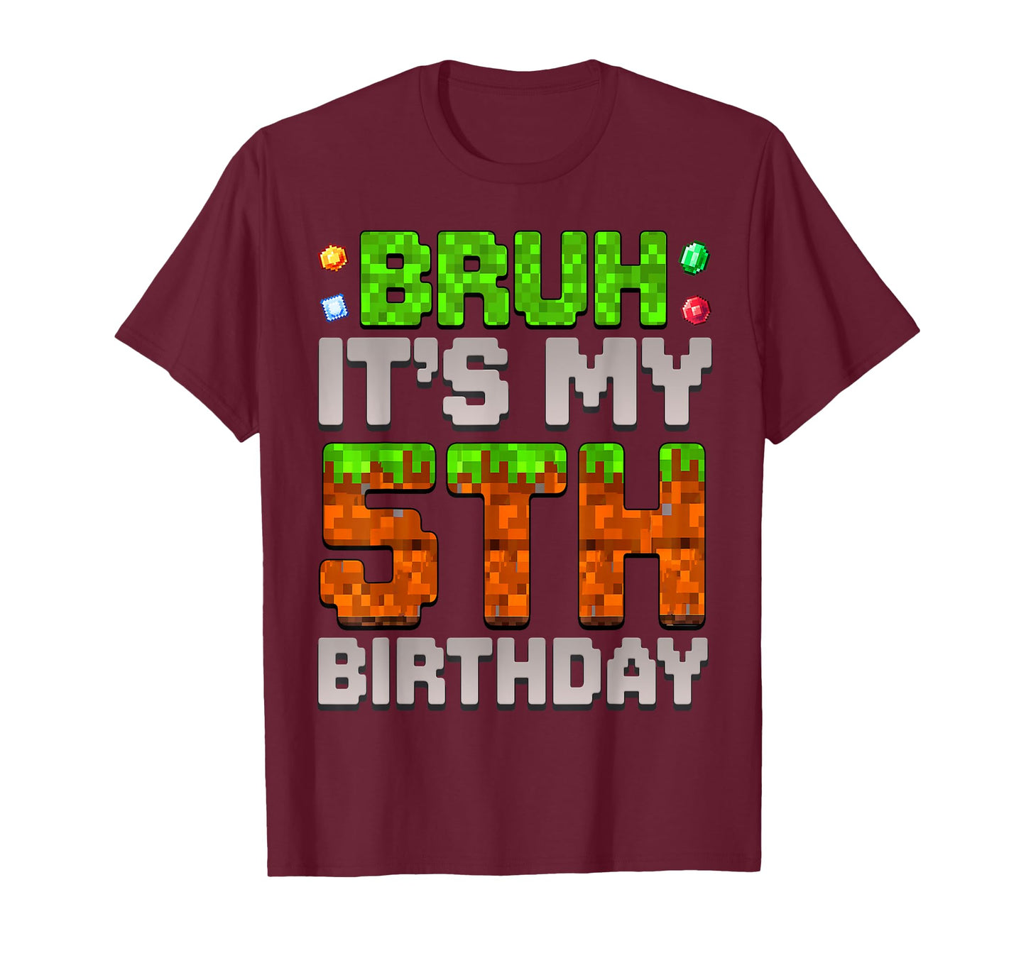 Funny Birthday Boy Bruh It's My 5th Birthday Gamer Pixel T-Shirt