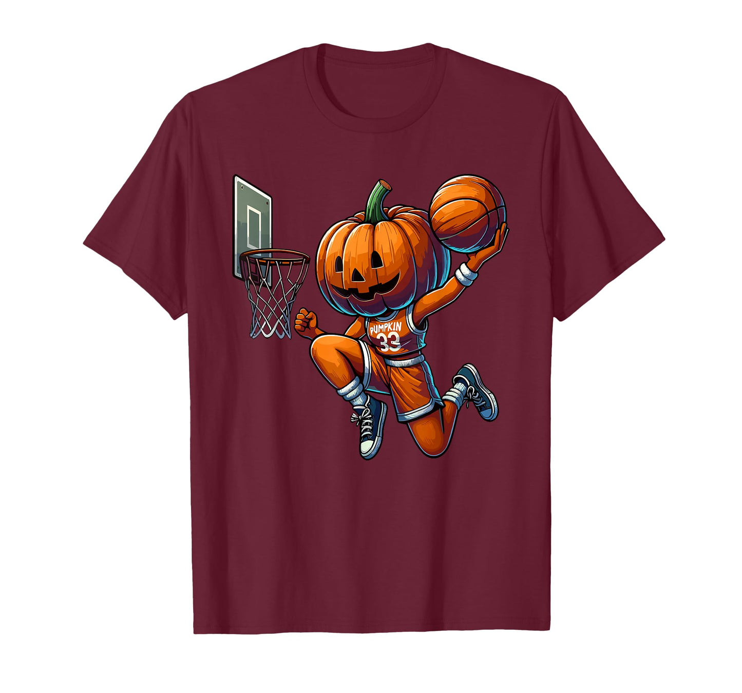 Pumpkin Playing Basketball Dunk Halloween Costume Sports T-Shirt