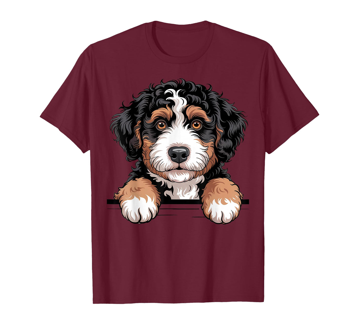 Bernedoodle Funny Peeking Pocket Berner Doodle Dog Lover T-Shirt