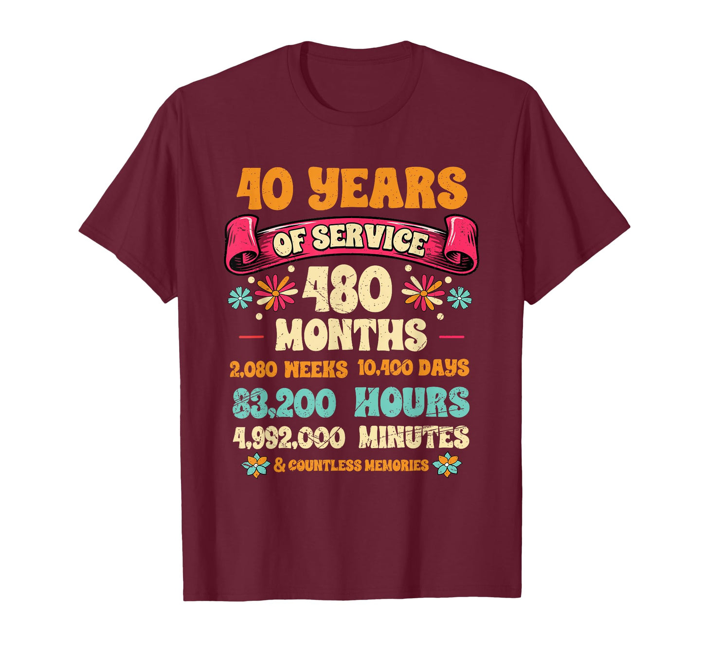 40 Years Of Service 40th Year Work Anniversary For Men Women T-Shirt