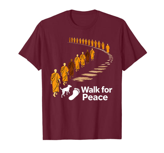 Walk Peace 2026 World Peace Monks with Aloka Dog Spiritual T-Shirt