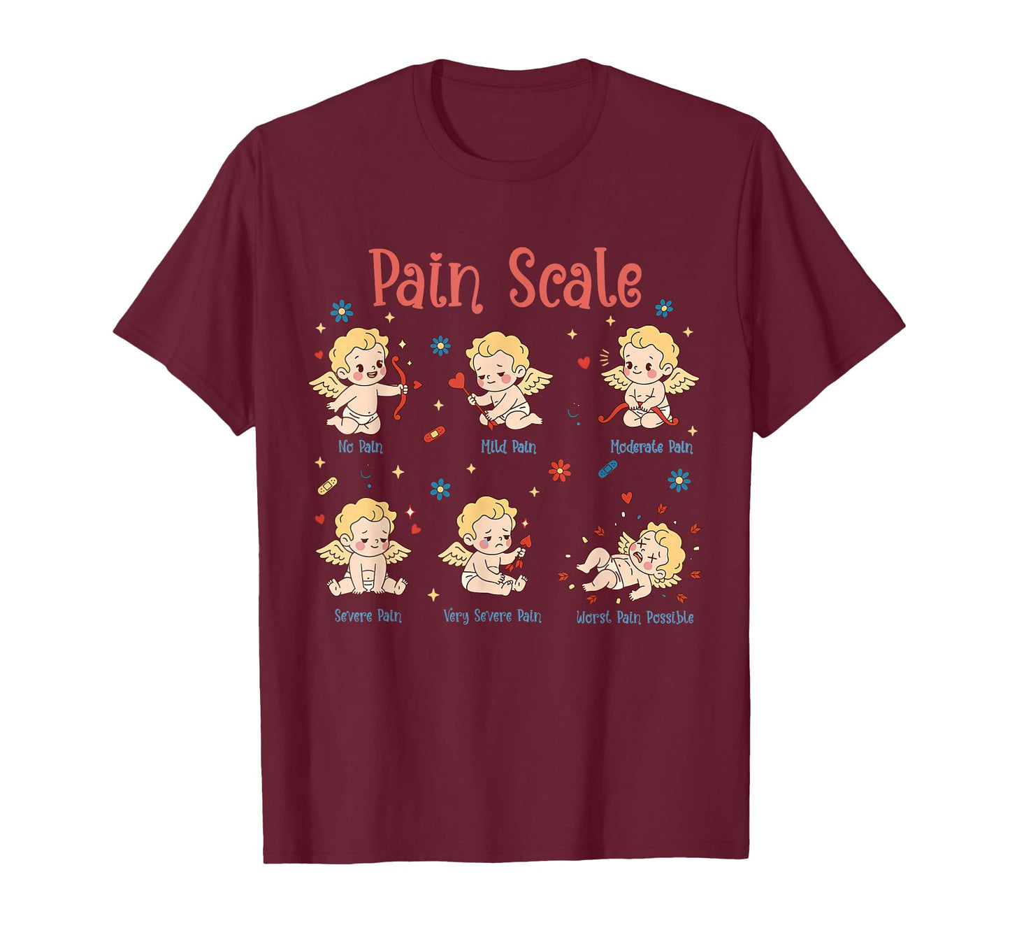 Pain Scale Cupid Nurse Trauma Nurse ICU Nurse Valentine Day T-Shirt