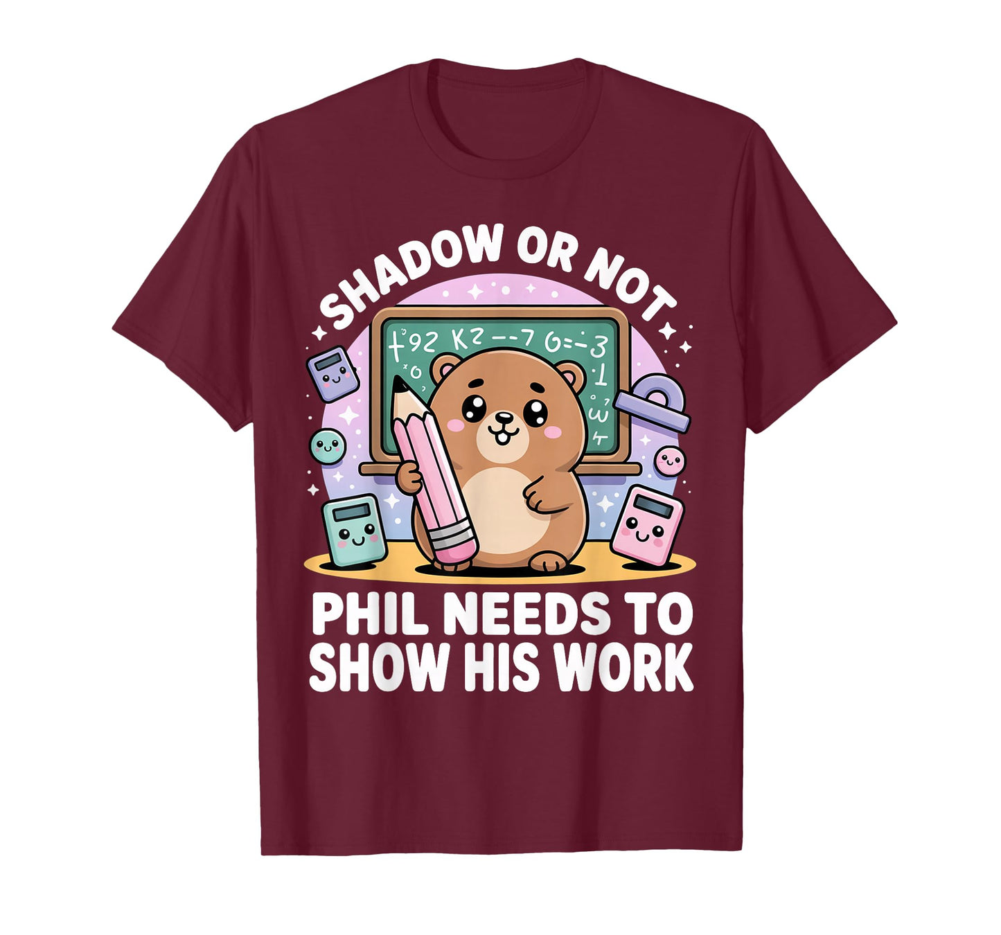 Groundhog Day Math Teacher Show Your Work Funny T-Shirt