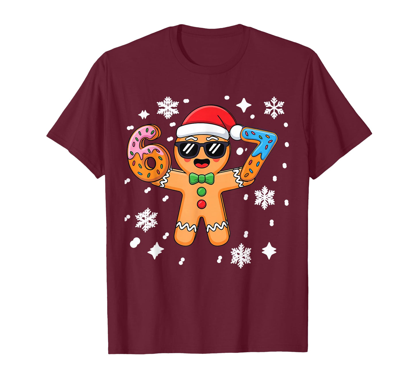 Gingerbread Six Seven 67 Ice Cream Drip Christmas Boys T-Shirt