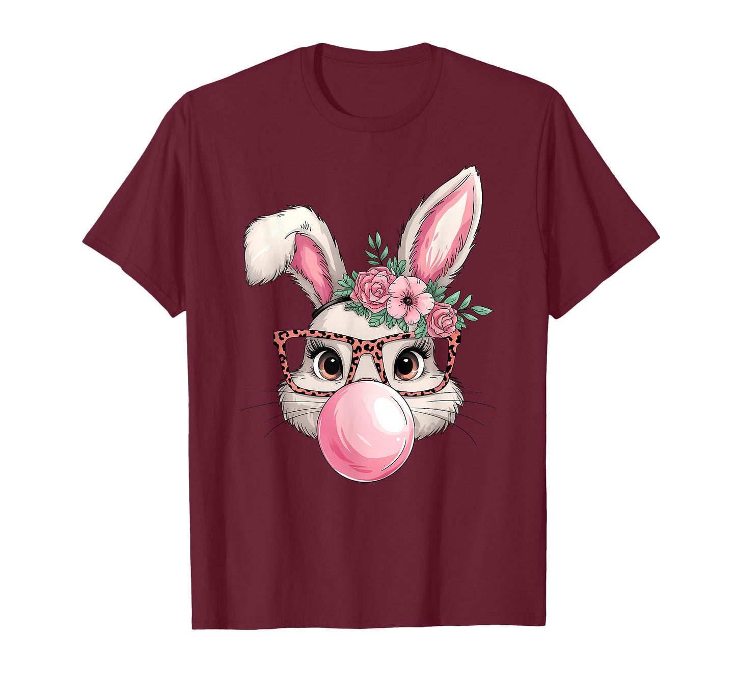 Girls Easter Bunny Face Leopard Easter Day Women Kids Girls T-Shirt