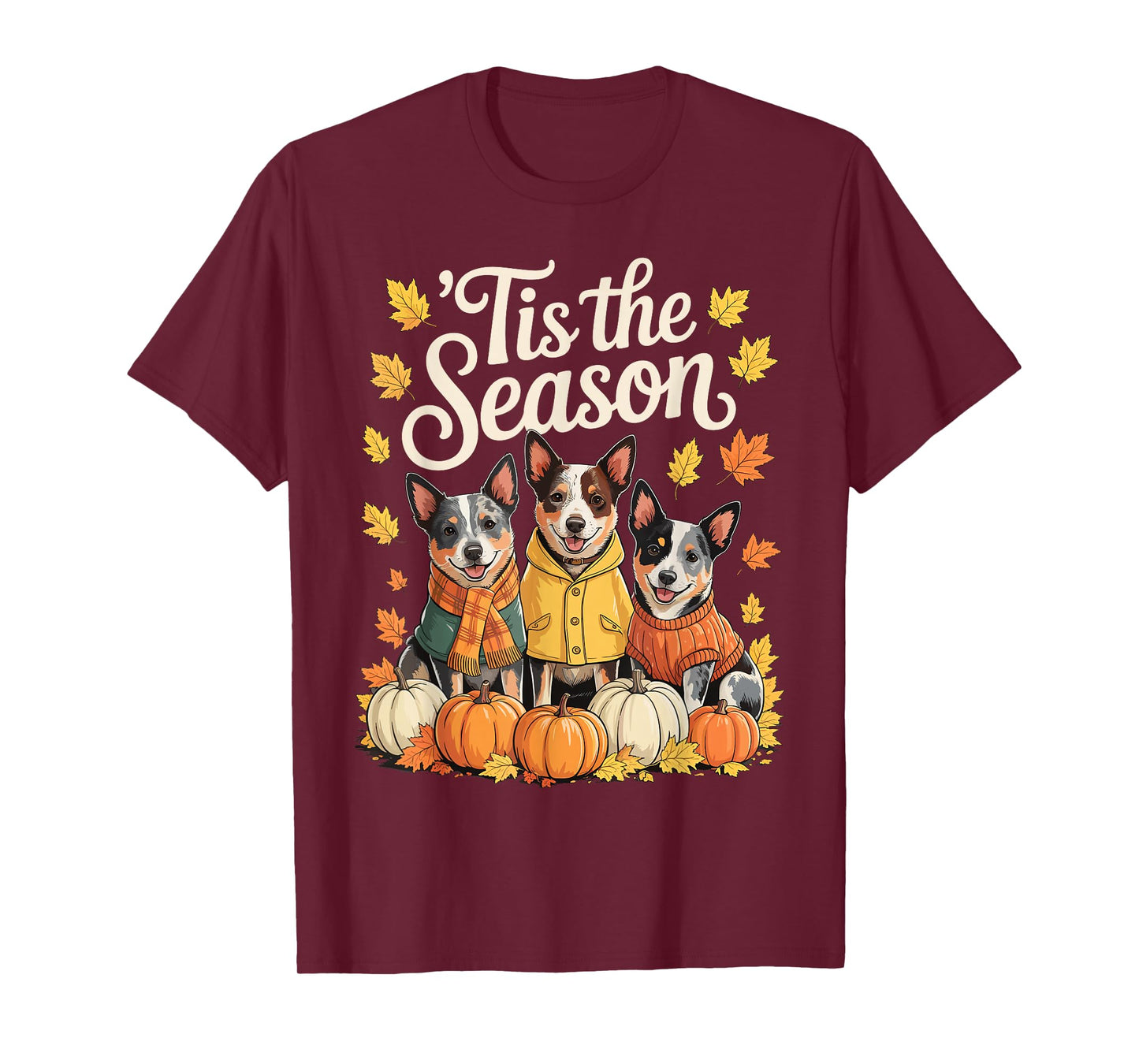 Tis The Season Blue Heeler Fall Autumn Pumpkin Dog T-Shirt