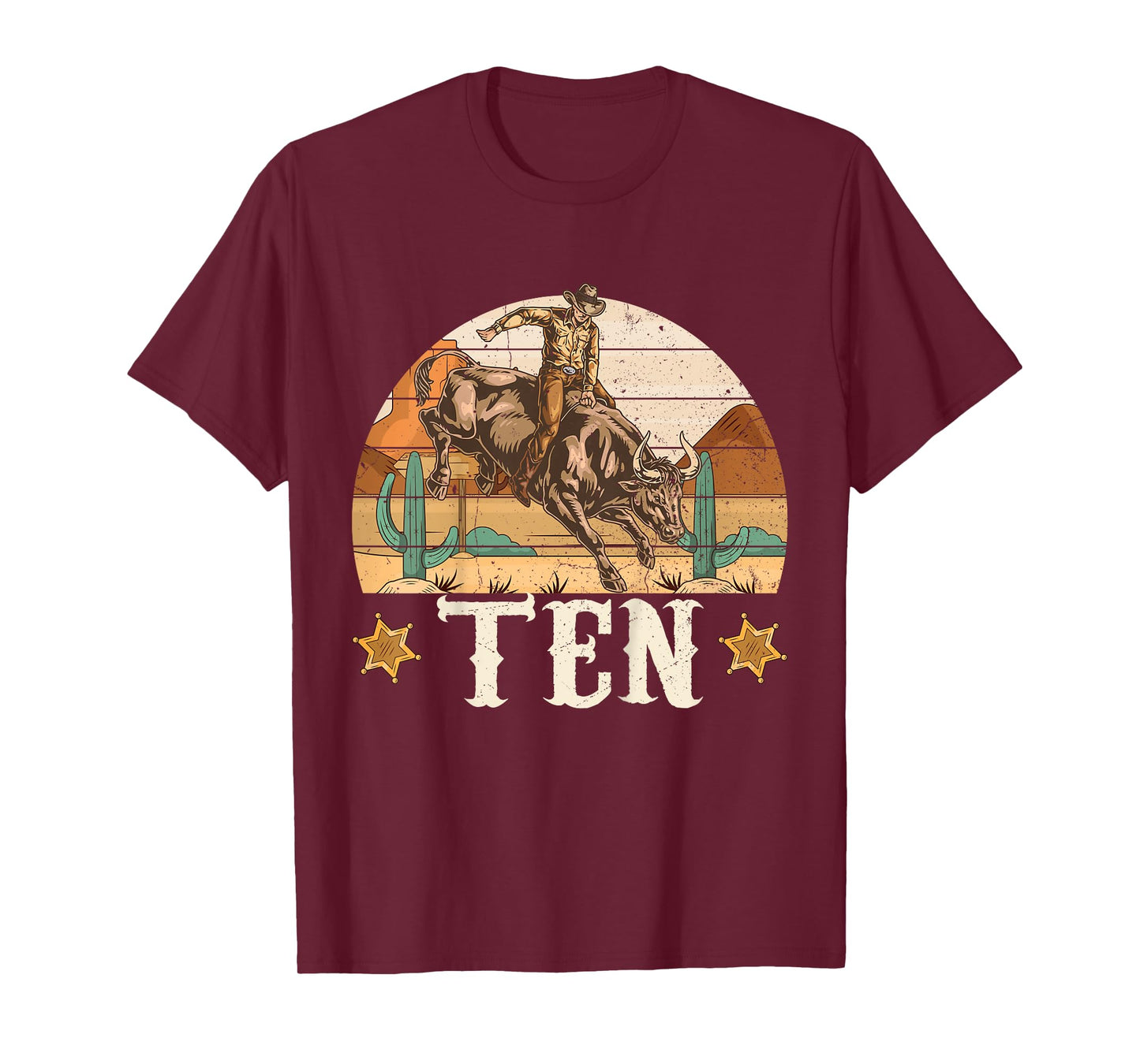 Bull Riding 10th Birthday 10 Years Old Boy Cowboy Rodeo T-Shirt