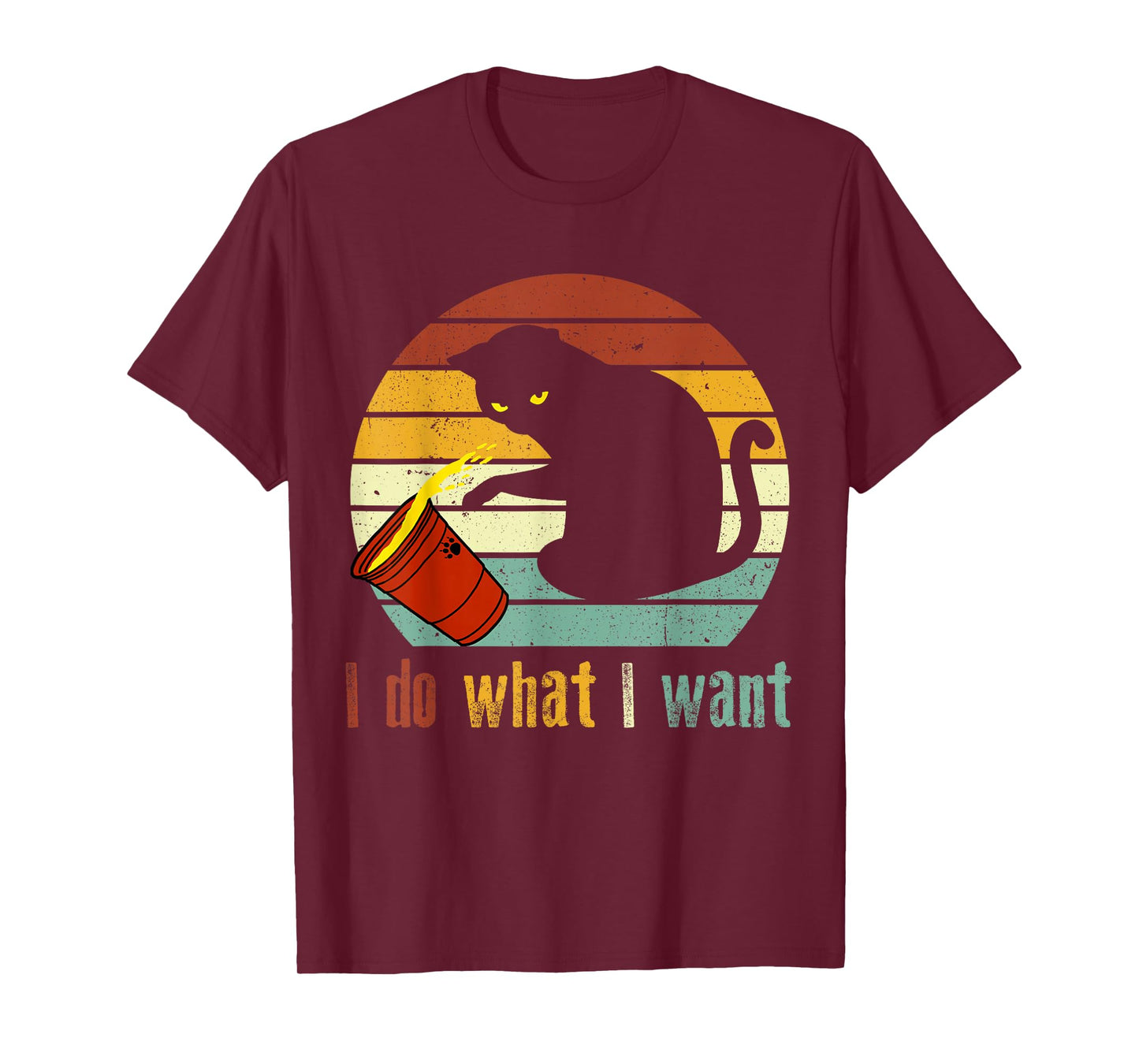 I Do What I Want Cat Coffee Black Cat Red Cup T-Shirt