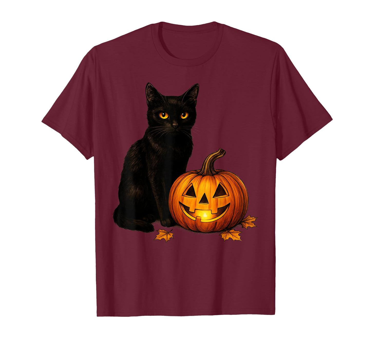 Retro Black Cat Halloween Pumpkin Costume Women Men Kids T-Shirt