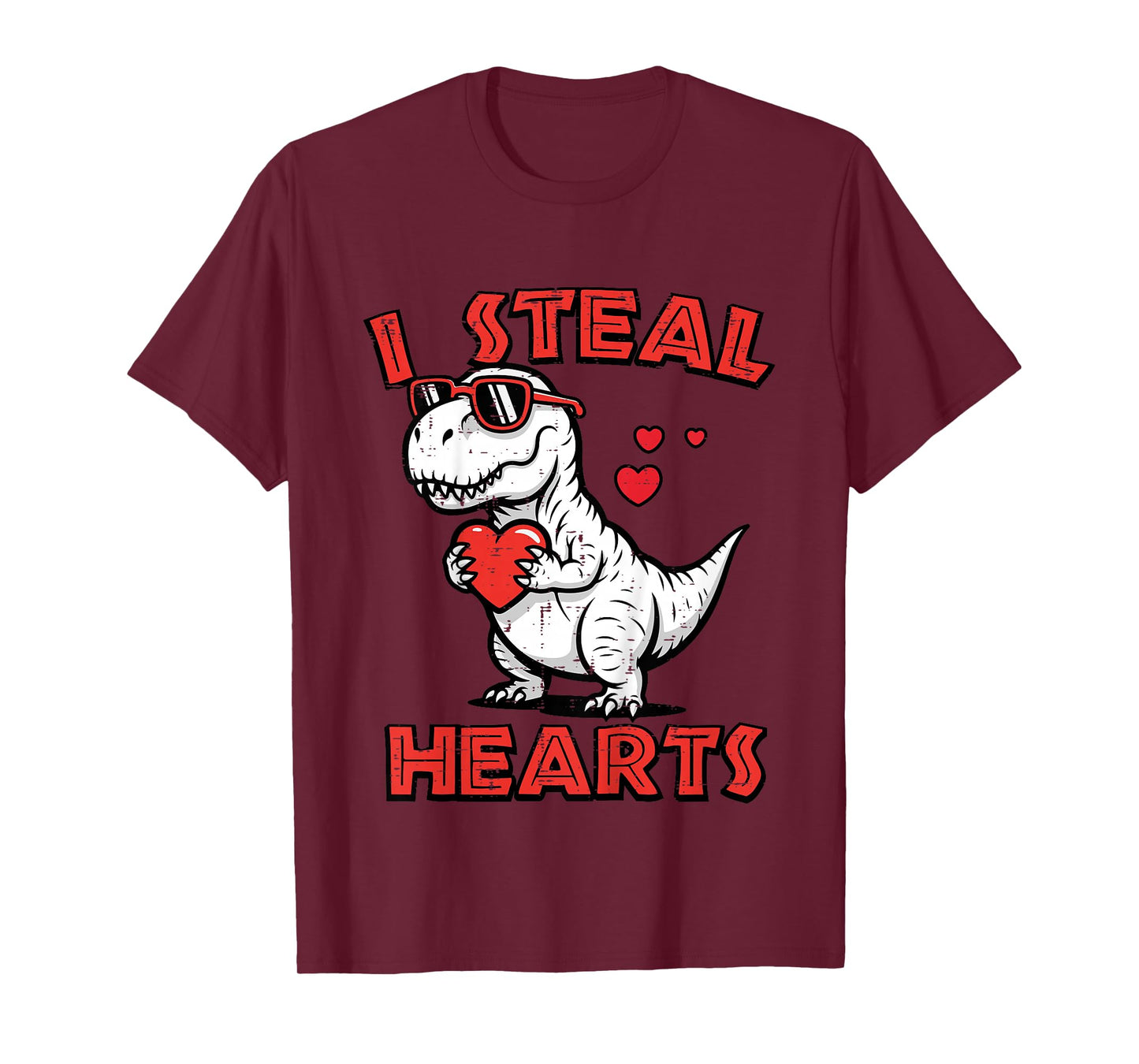 Kids Valentines Day I Steal Hearts Dino Trex Toddler Boys Kids T-Shirt