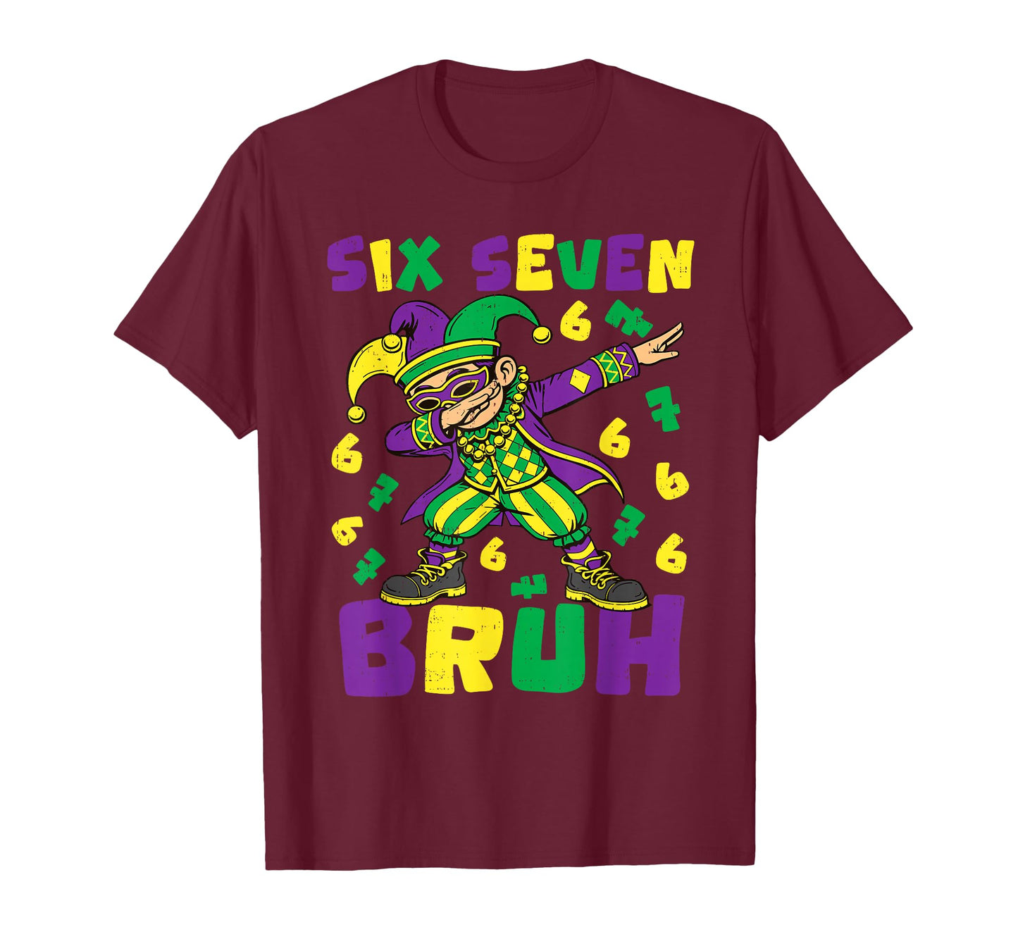 Mardi Gras Carnival Six Seven Bruh Dabbing 6 7 Meme Boys Kid T-Shirt