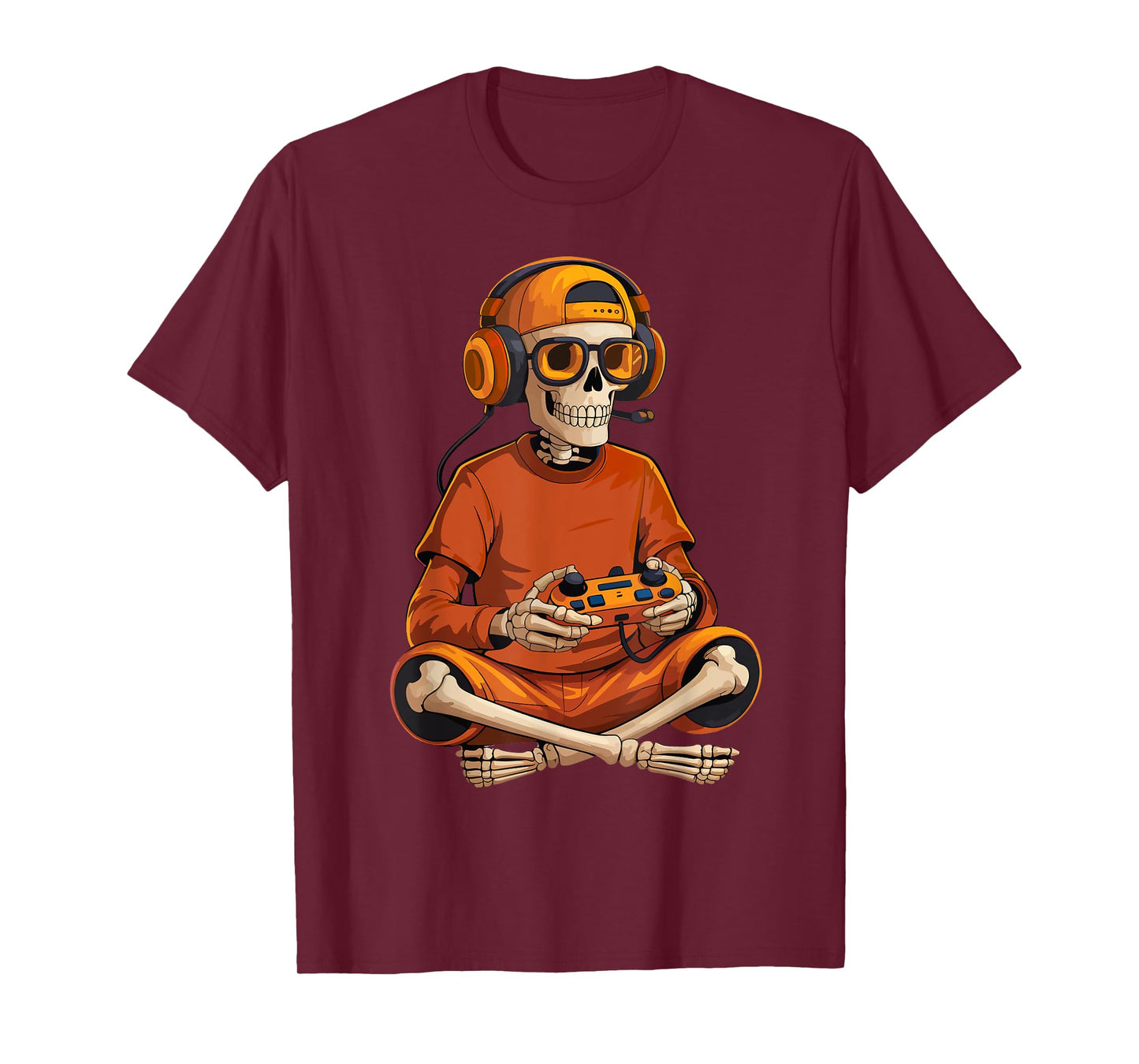 Funny Skeleton Video Game Gaming Gamer Halloween Boys Men T-Shirt