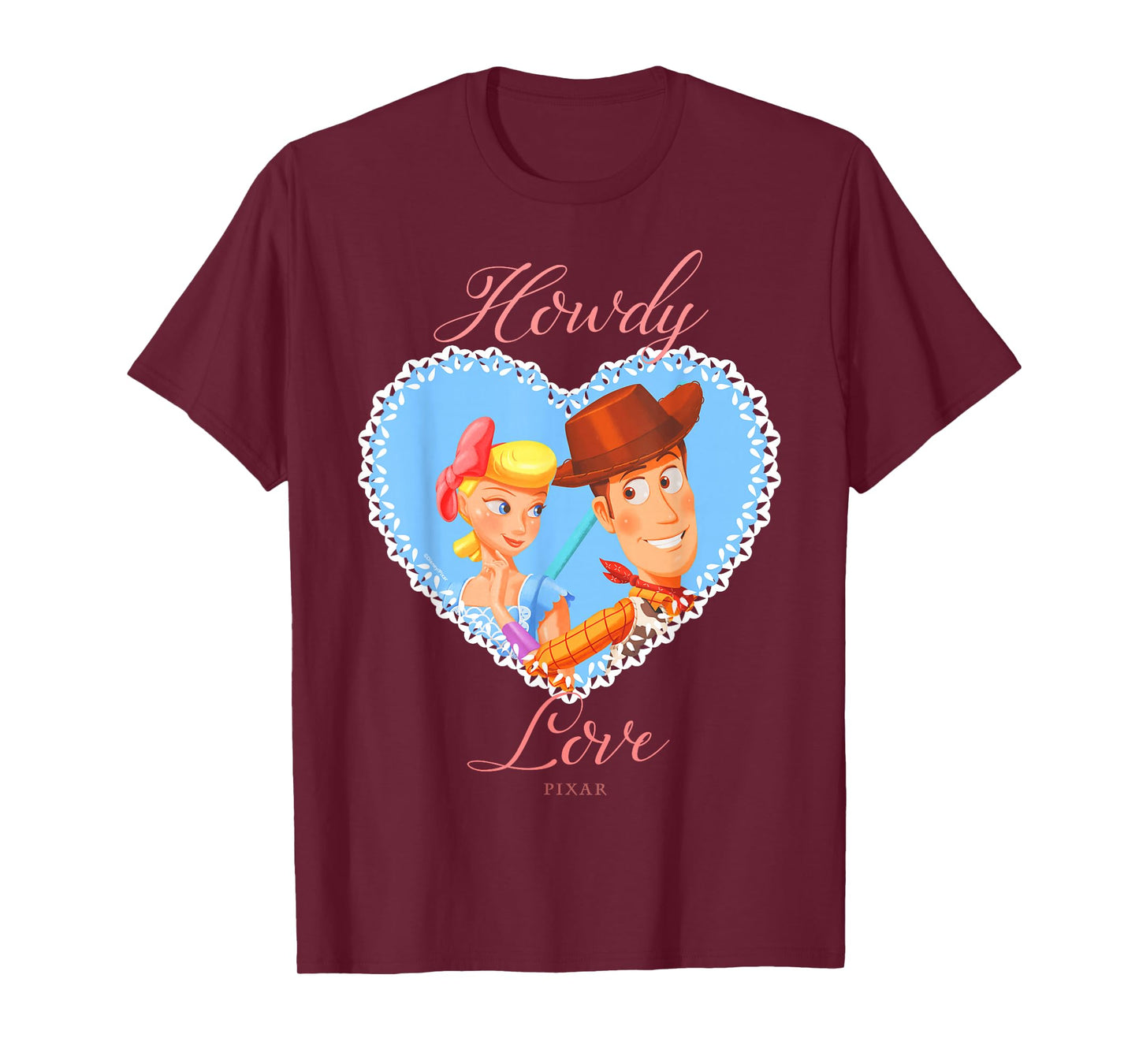 Disney Pixar Toy Story Woody & Bo Peep Howdy Love Heart T-Shirt