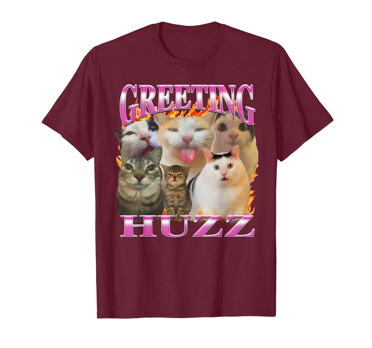 Greetings Huzz Funny Cat Meme Bootleg Graphic Men Women T-Shirt
