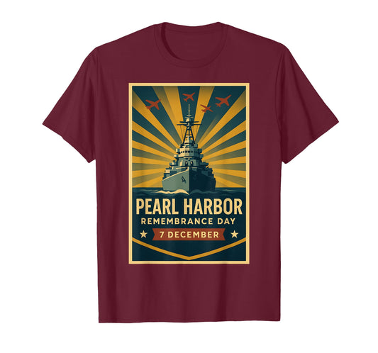 Pearl Harbor Remembrance Day Retro Naval Memorial Artwork T-Shirt