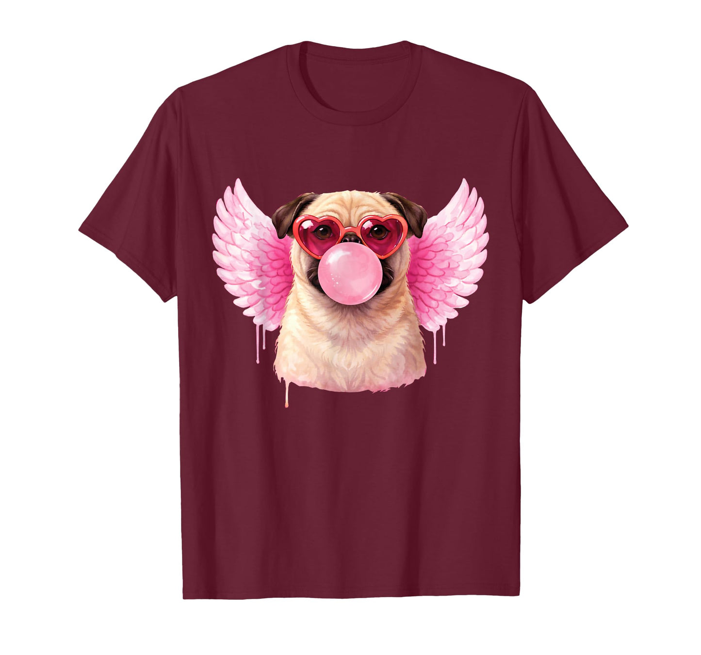 Retro Cupid Valentine Dog Valentines Love Hearts Cute Pug T-Shirt