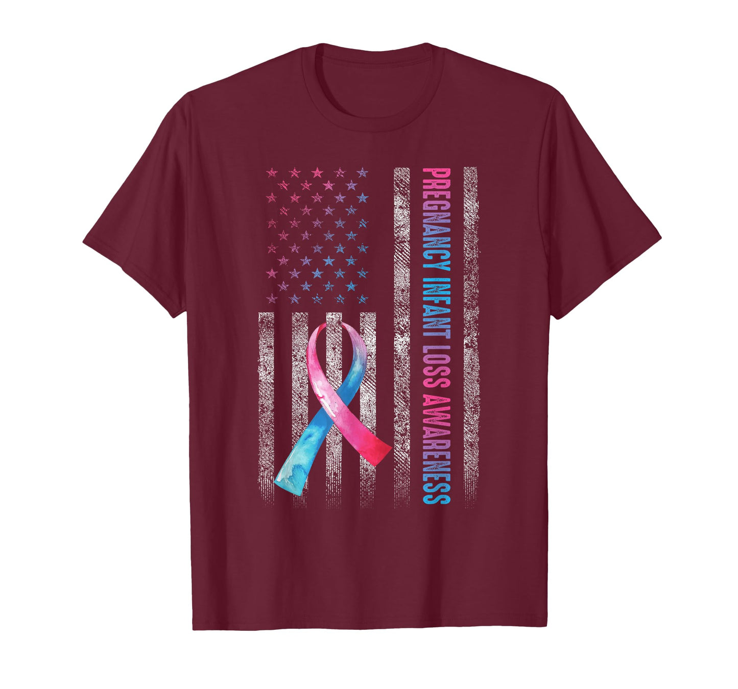 American Flag Pink & Blue Pregnancy Infant Loss Awareness T-Shirt