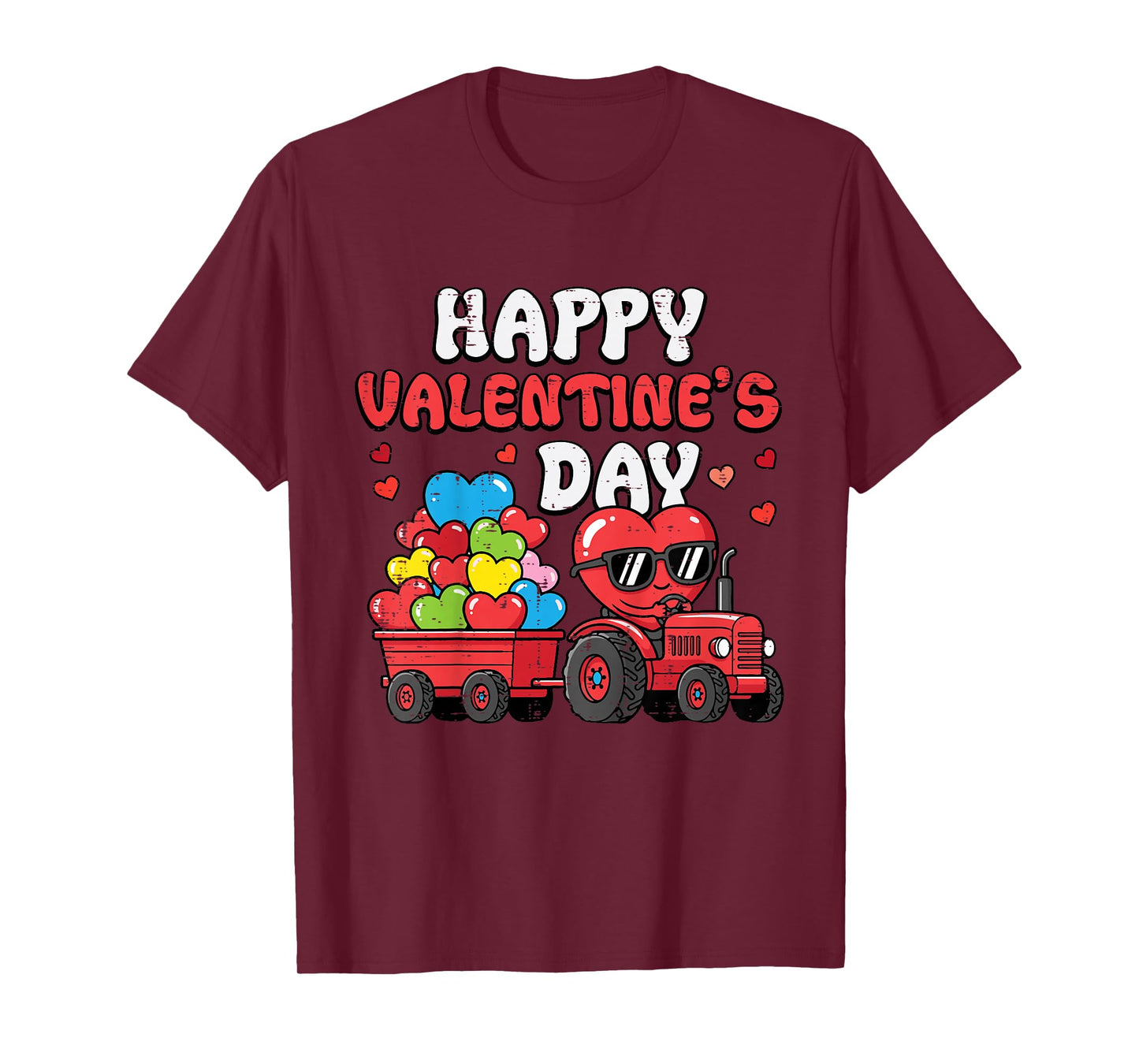 Kids Happy Valentines Day Tractor Heart Farm Toddler Boys Kids T-Shirt