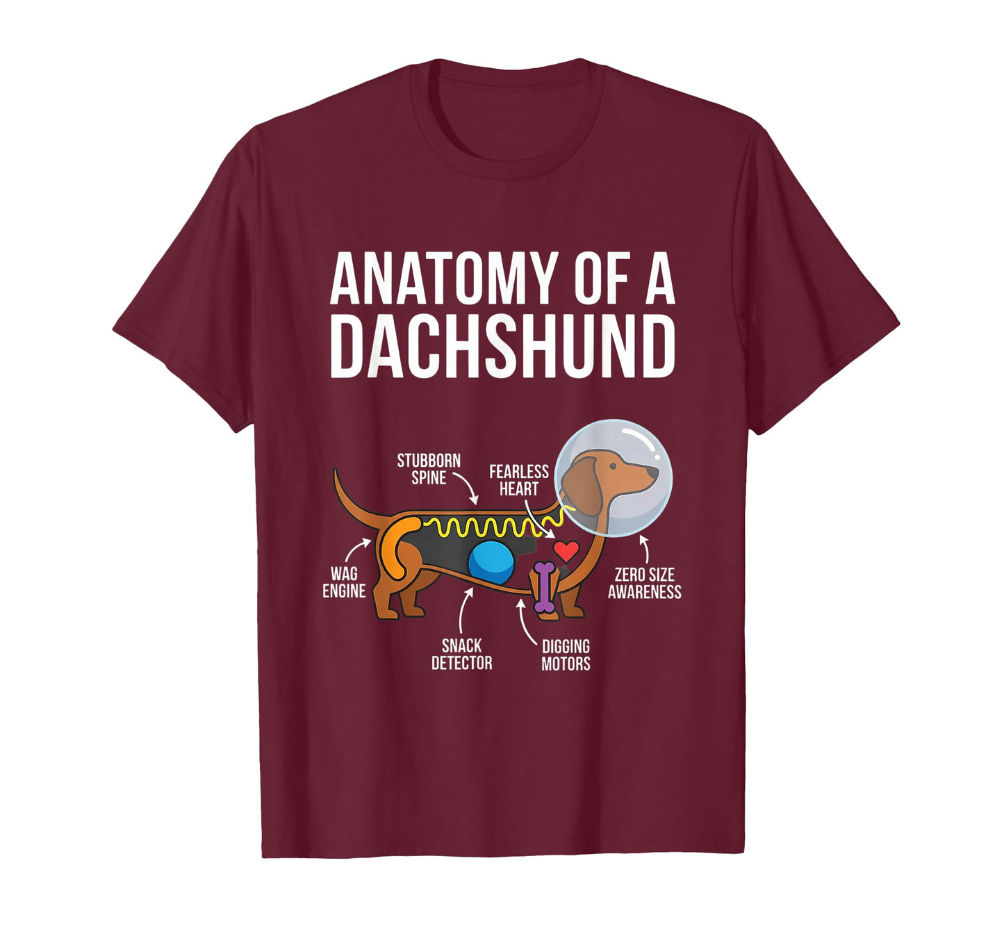 Dachshund Anatomy Diagram Funny T-Shirt