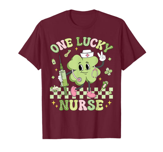 One Lucky Nurse St Patrick's Day Shamrock Irish Women Girl T-Shirt