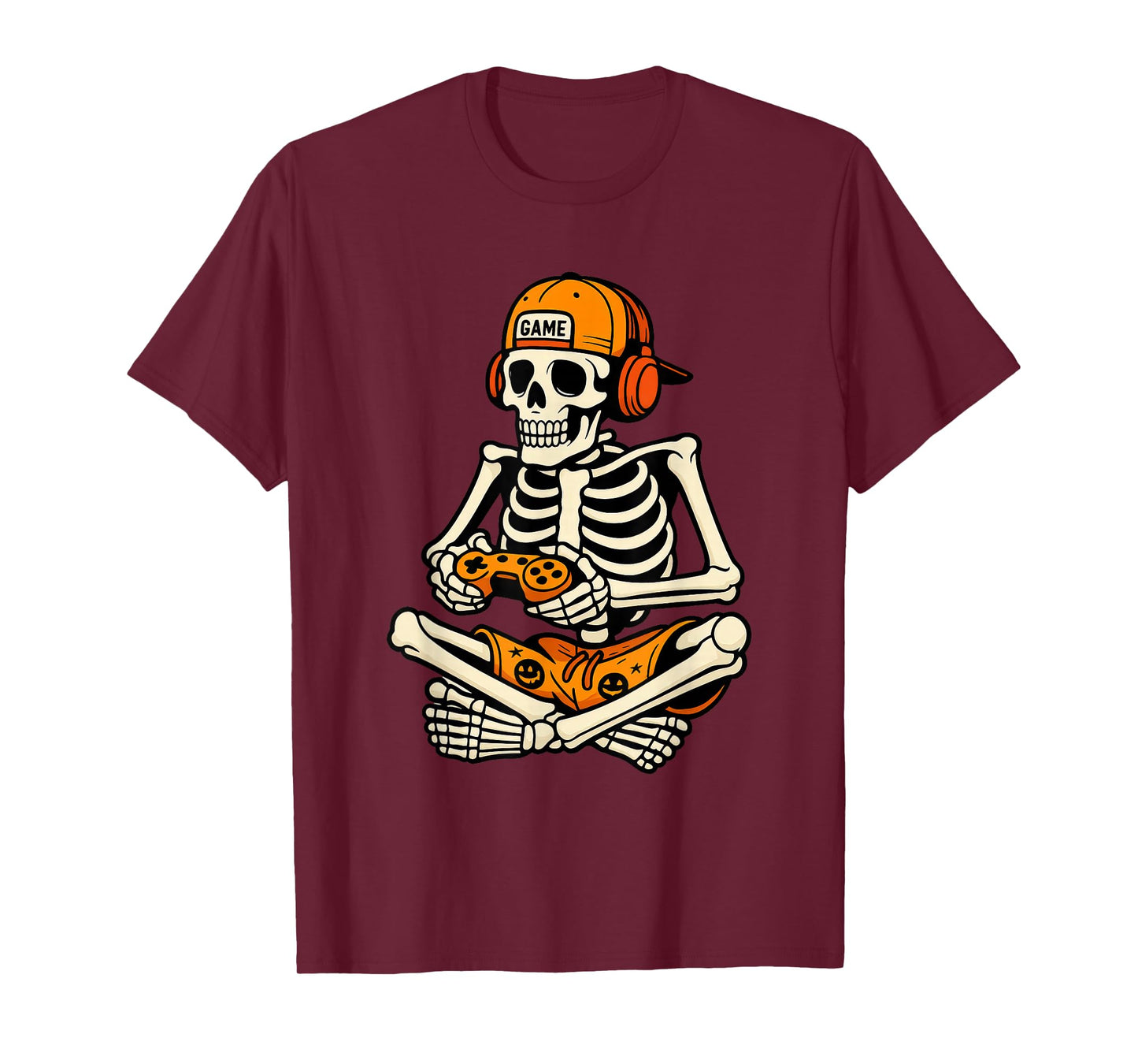 Skeleton Gamer Headphone Funny Halloween Gaming Boys Kids T-Shirt
