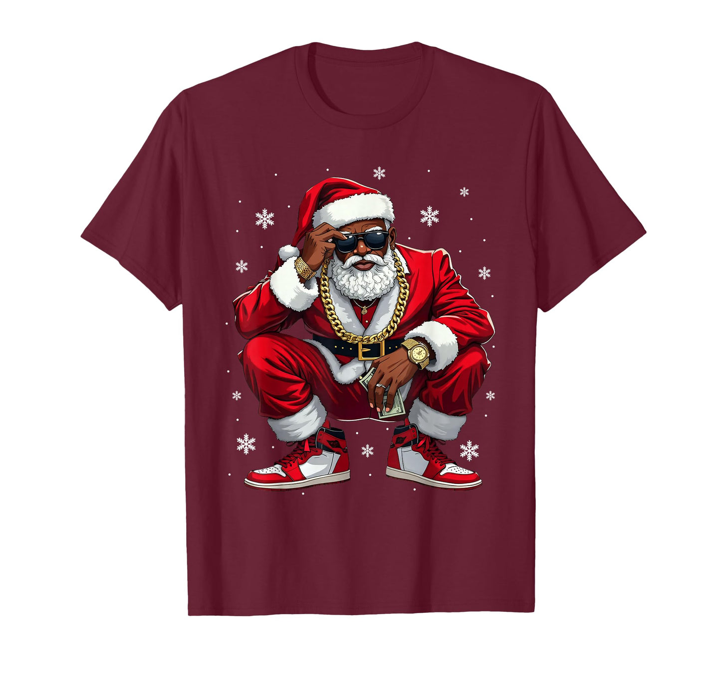 African American Santa Christmas Black Xmas Women Men Kids T-Shirt