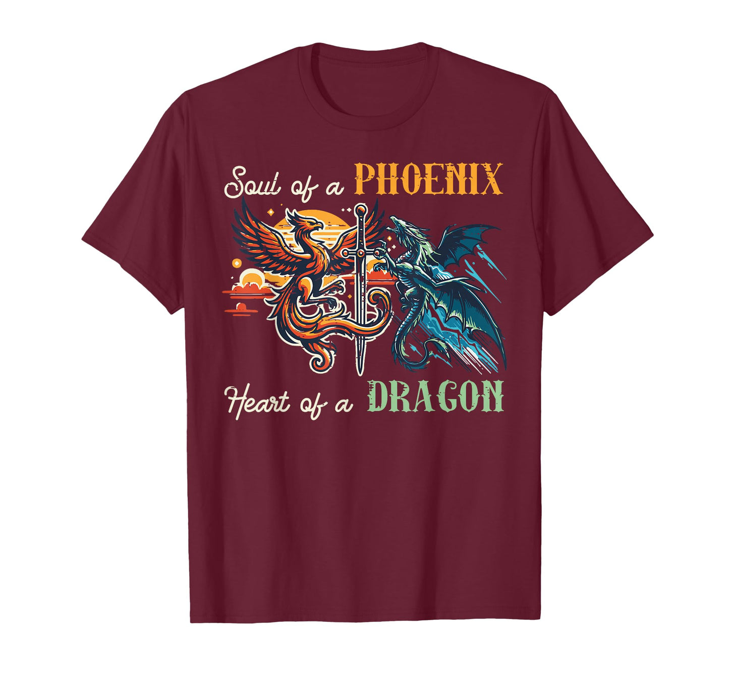 Soul of Phoenix Heart Dragon Fantasy Mythical Men Women Kids T-Shirt