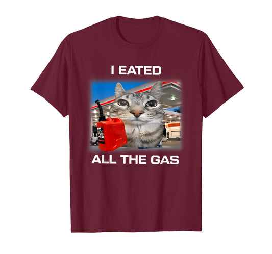I Eated All The Gas Cat Meme Gen Z Humor Y2k Kitten Meme T-Shirt