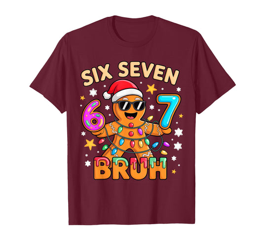Bruh 67 Christmas Six Seven Gingerbreadman Boys 6 7 T-Shirt