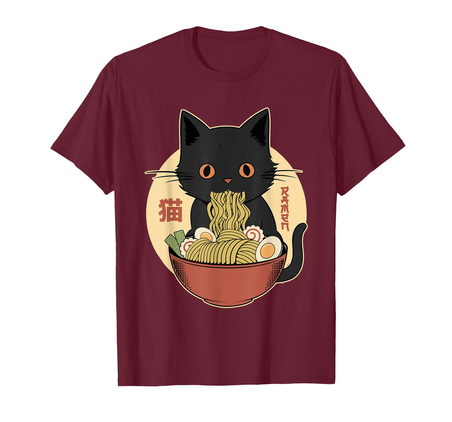 Cat Ramen Funny Graphic Tees Japanese Kawaii Cat Anime T-Shirt