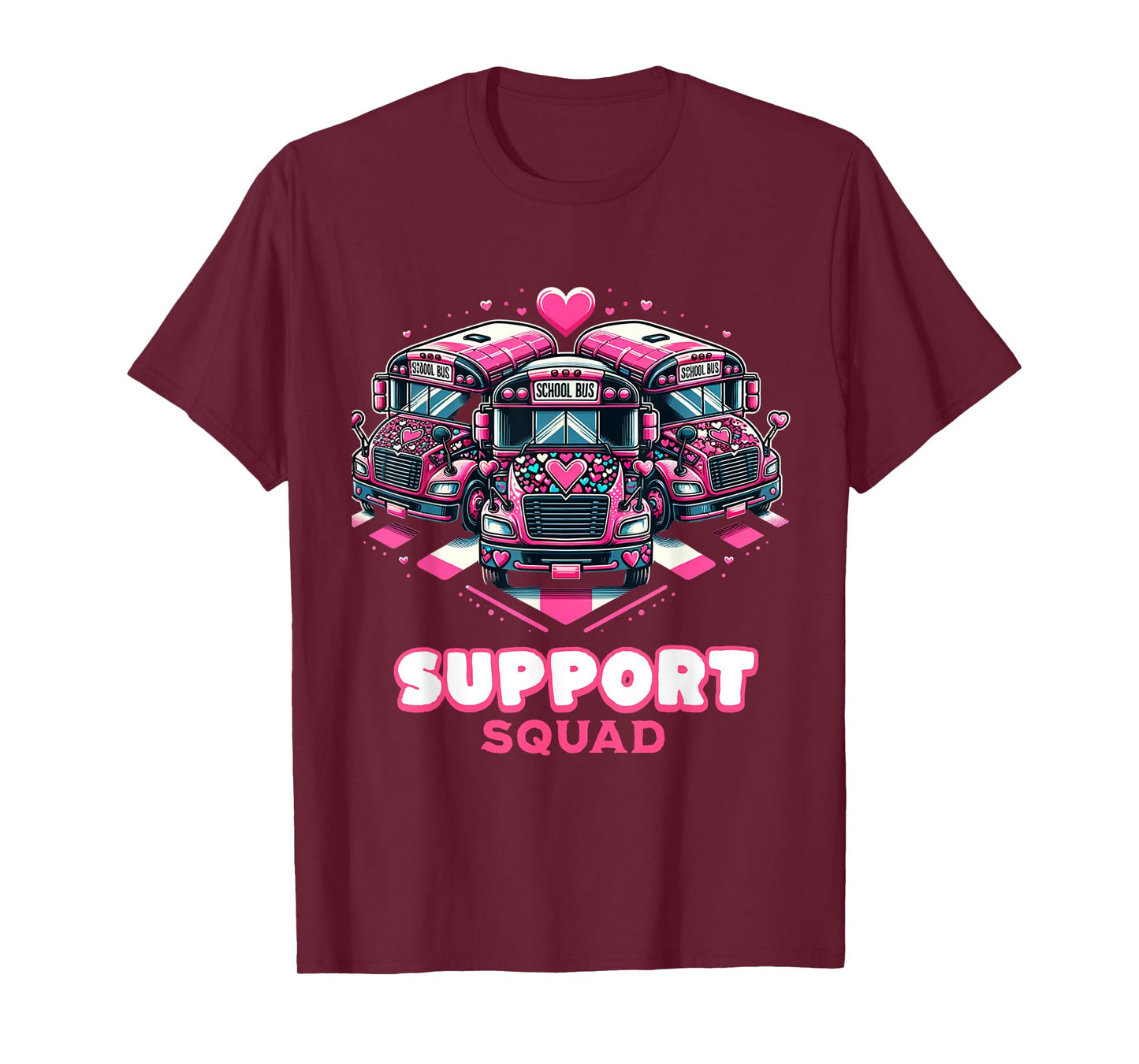 Support Squad Pink Leopard School Bus Driver Breast Cancer T-Shirt